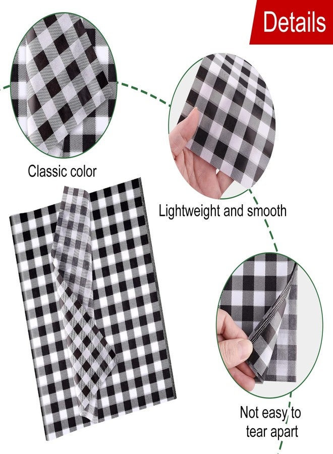 MIAHART 60 Sheets Christmas Tissue Paper 14 x 20inch Buffalo Styles White Black Plaid Gift Wrapping Tissue Paper for DIY Crafts Gift Bags Christmas New Year Party Supplies - Image 3